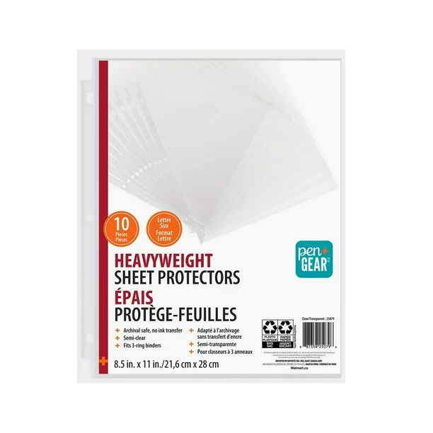 PEN+GEAR HEAVY WEIGHT SHEET PROTECTORS, 10 Count