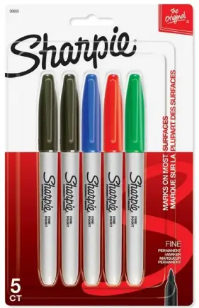 Sharpie Permanent Markers, Assorted, 5 count