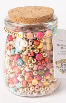 RELAX Metallic Gold Multicolor Letter Bead Jar