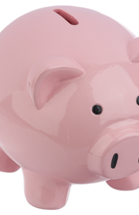 6" PIG MONEY BANK,PK,POLYRESIN Pink