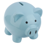 6" PIG MONEY BANK,BL,POLYRESIN Blue
