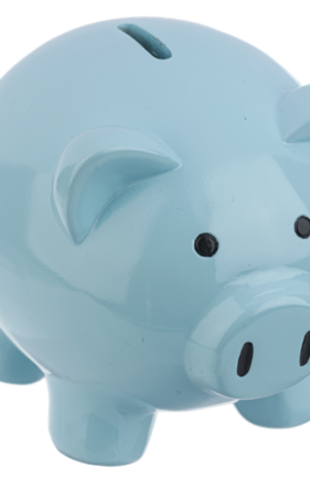 6" PIG MONEY BANK,BL,POLYRESIN Blue