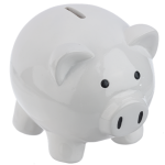 6" PIG MONEY BANK,WH,POLYRESIN Gray