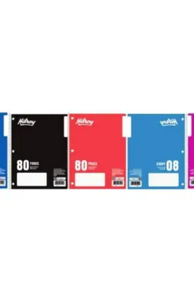 Hilroy® Coil Notebooks 3 Hole with Margin 1 Subject 80 Pages