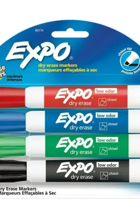 Expo Dry Erase Whiteboard Markers, Assorted, 4 Count