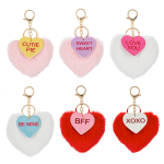 Fluffy Heart Keychains