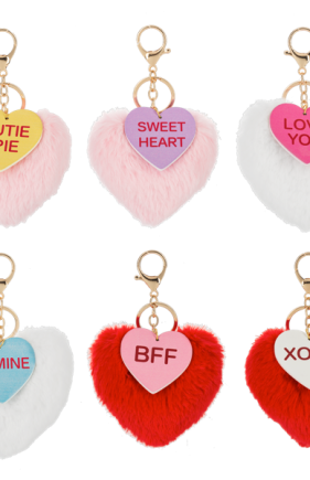 Fluffy Heart Keychains
