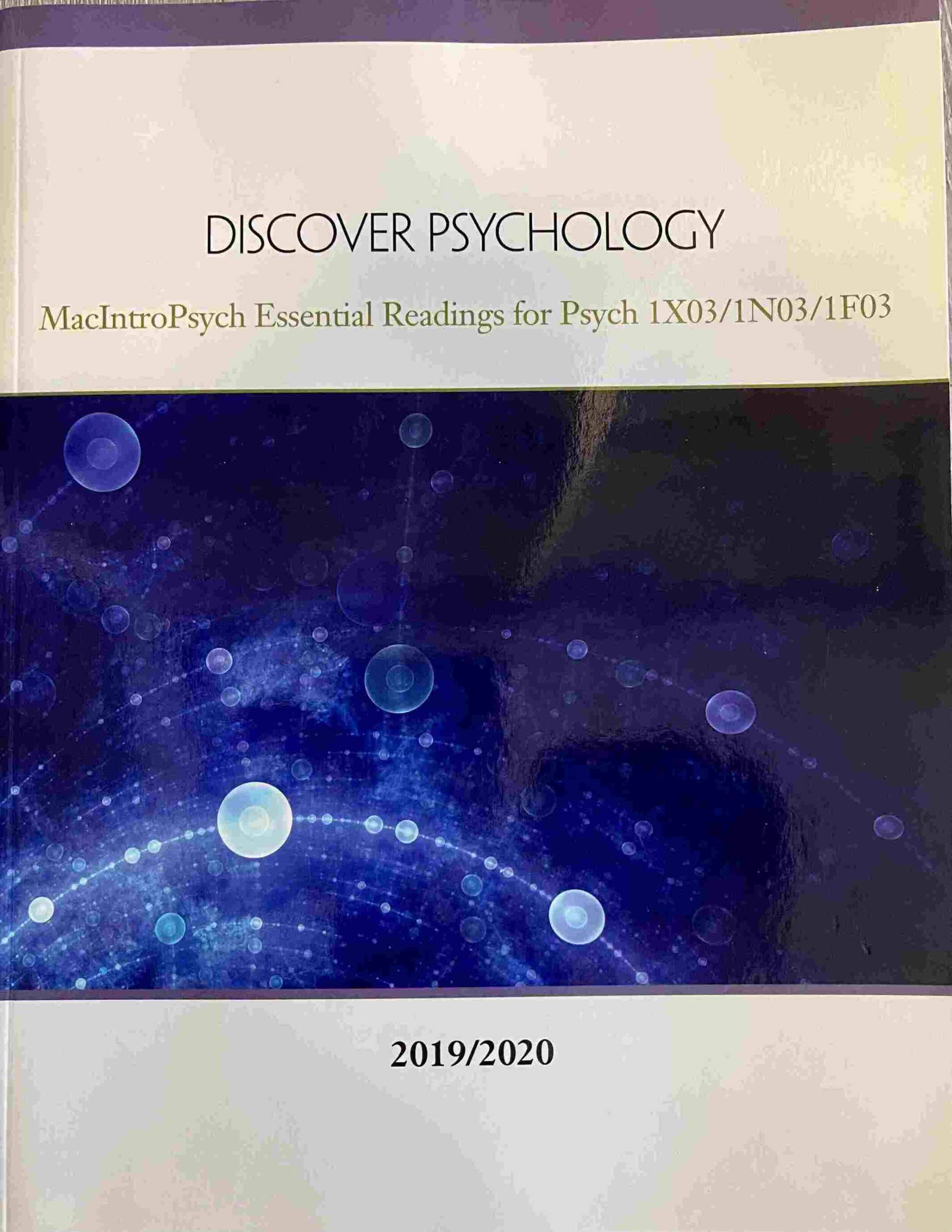 Discover Psychology, PSYCH 1X03/1N03/1F03 – McMaster University Custom Publication