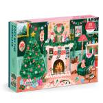 Galison Cozy by The Fireplace – 1000 Piece Jigsaw Puzzle Featuring Beautiful Artwork of A Cozy Christmas Living Room Scene