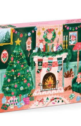 Galison Cozy by The Fireplace – 1000 Piece Jigsaw Puzzle Featuring Beautiful Artwork of A Cozy Christmas Living Room Scene
